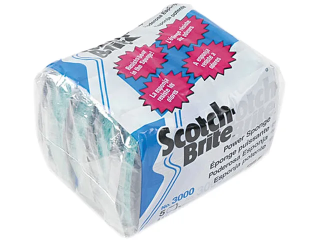 3M 3M 3000CC Scotch-Brite Power Sponge cleaning 5 pack — product photo