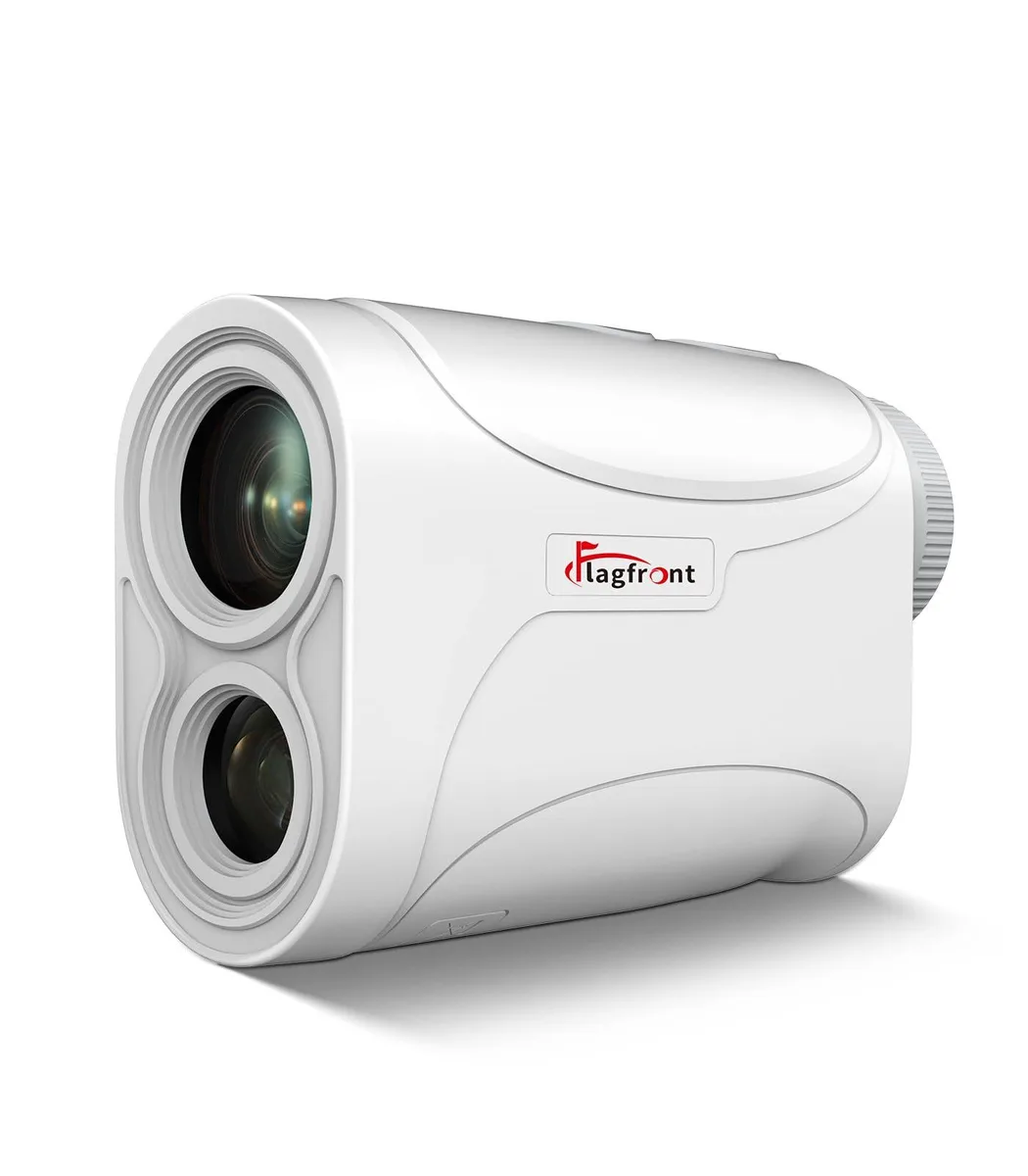 White compact rangefinder with matte finish, 180 grams, 6x magnification, 1200 yard range