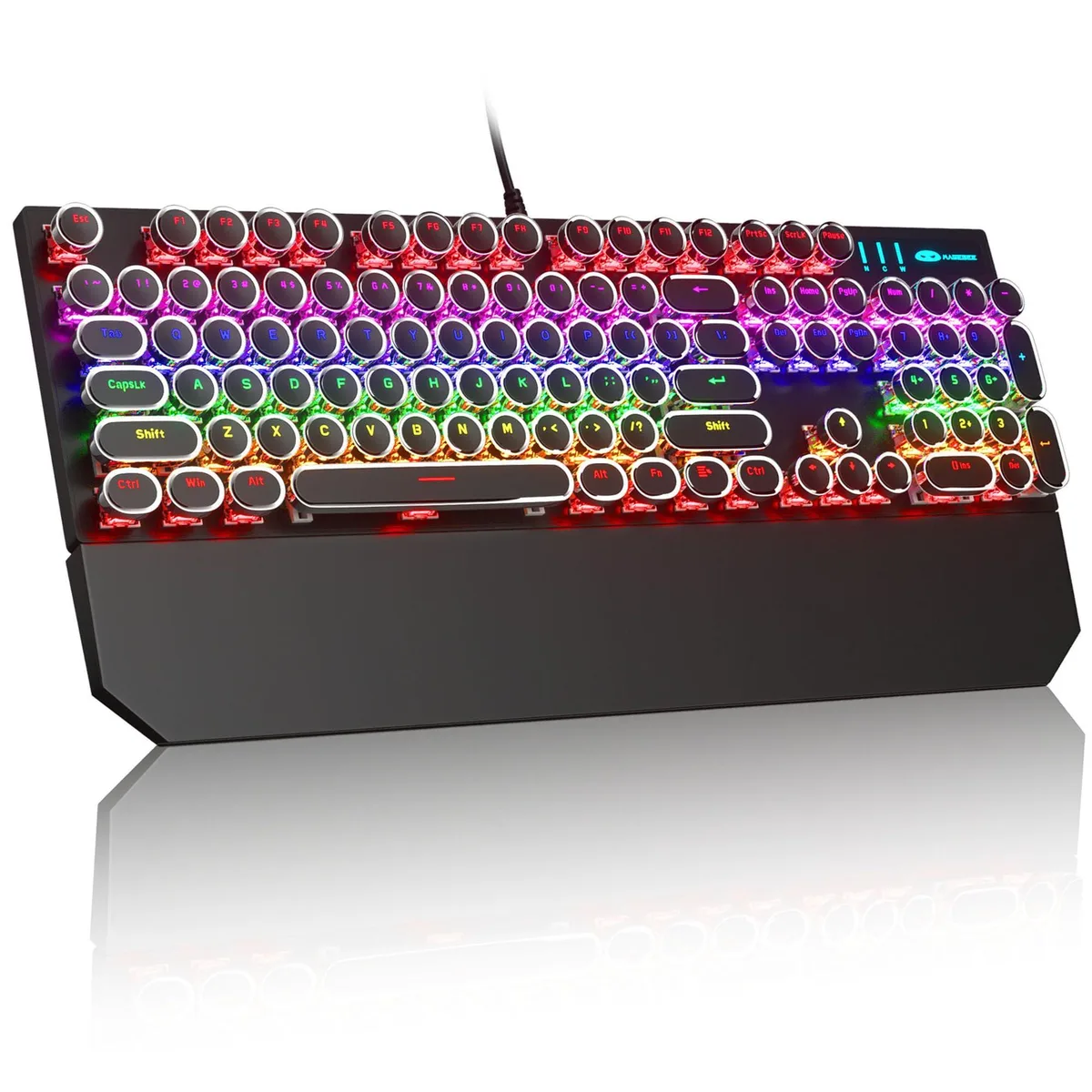 Redragon Typewriter Mechanical Gaming Keyboard 104-Key Blue Switch RGB Wired Black — product photo