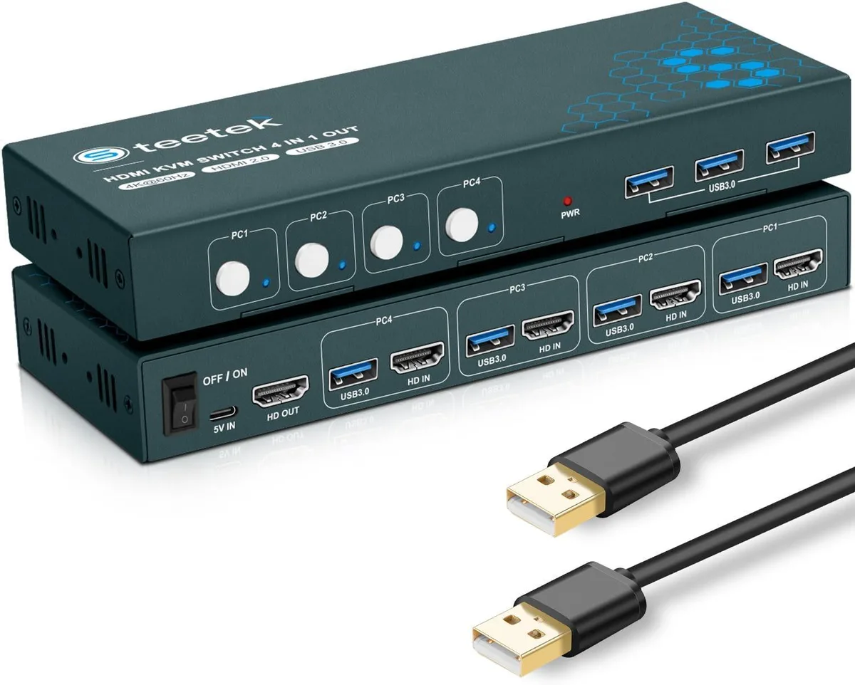 GCROWN GCROWN 4-Port HDMI KVM Switch 4K 3840x2160 60Hz USB 3.0 HDCP 2.2 — product photo