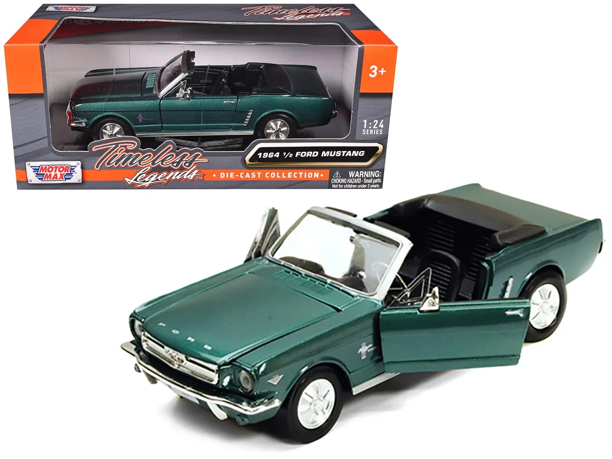 MOTORMAX MOTORMAX 1964 1/2 Ford Mustang Convertible Green Metallic 1/24 Diecast hobby collectible — product photo
