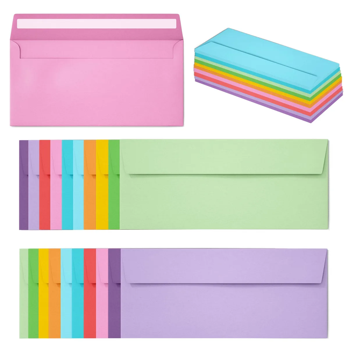  slapaflife Business Envelopes #10 50 Pack 4.13 x 9.49 in Multi-Colored Self Seal — product photo