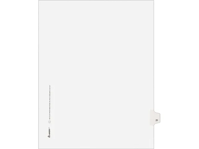 Avery Avery 1021 Legal Side Tab Divider Title 21 Letter White 25 Pack — product photo