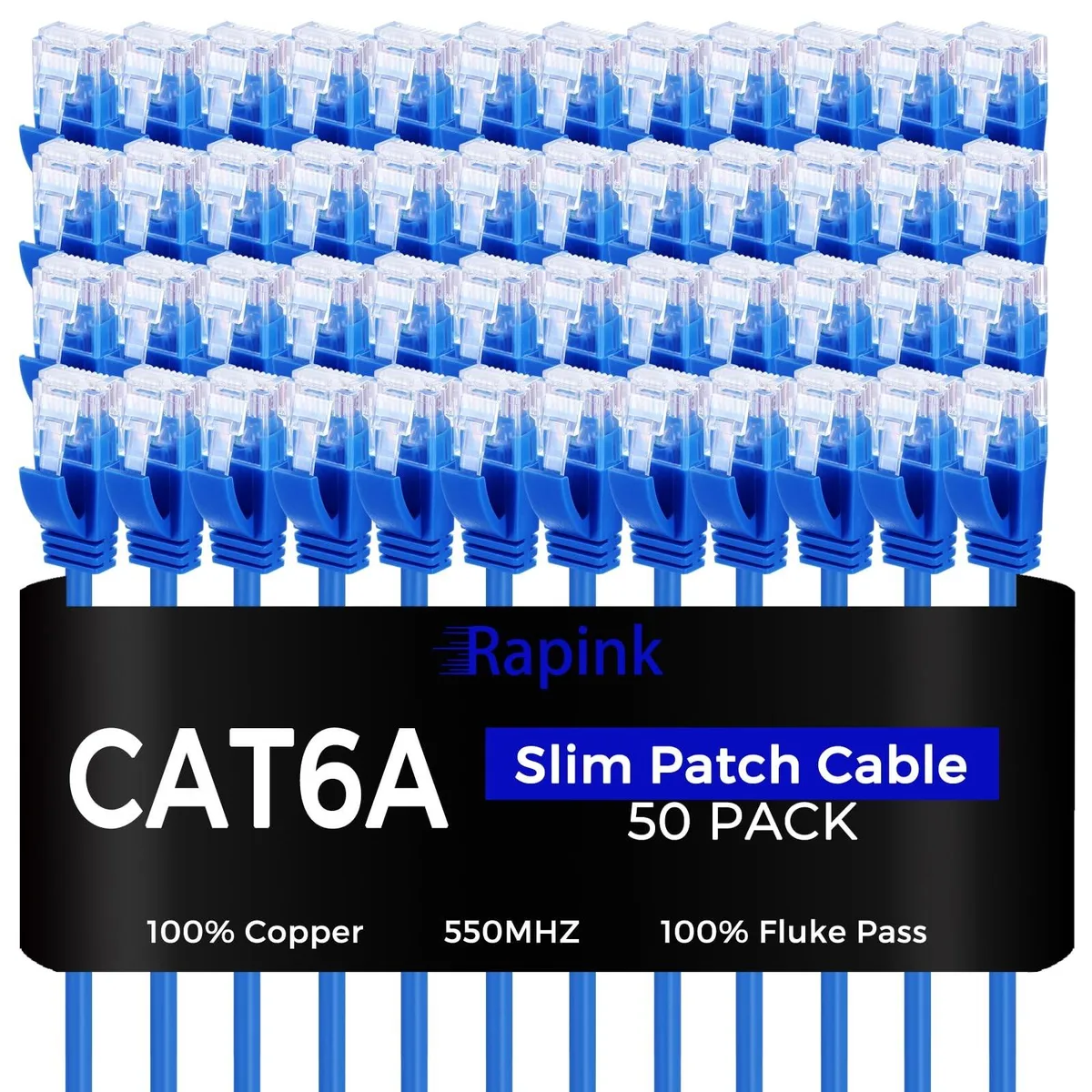 BoYata BoYata Cat6a Slim Patch Cable .5ft 10G 30AWG 550MHz 50 Pack 2 in 1 accessory — product photo