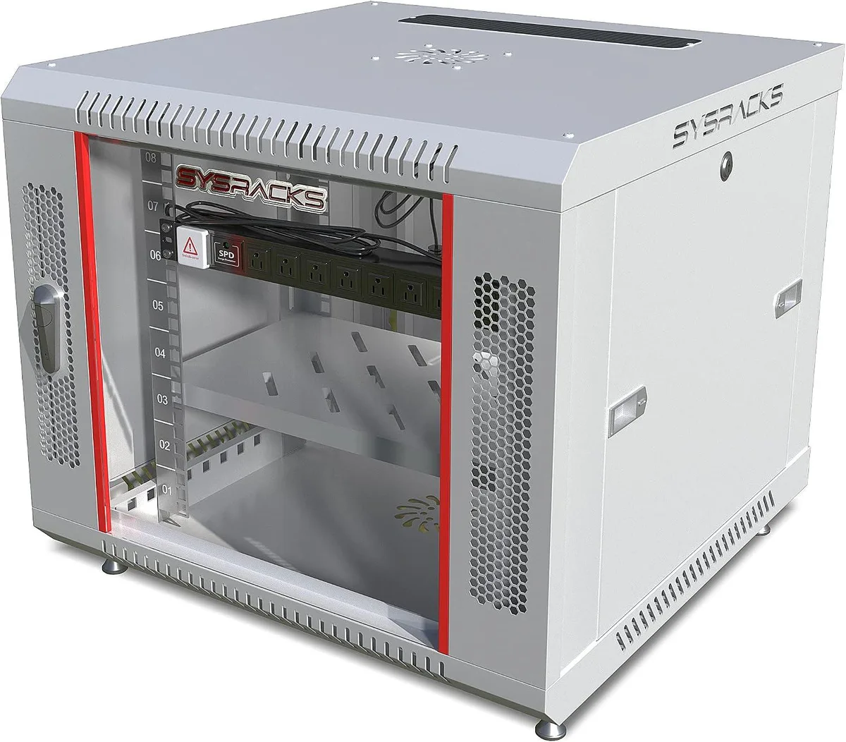 TAURKENAM TAURKENAM 9U Wall Mount Server Rack 19in 24in Deep Glass Door Fan PDU Shelf — product photo