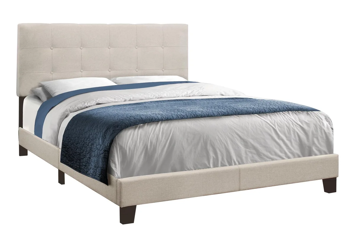 tuphen tuphen Queen Upholstered Bed Beige Linen Black Legs 85x64x46 Inch — product photo