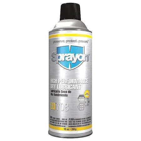 A white 16 oz aerosol spray can with PTFE dry lubricant label