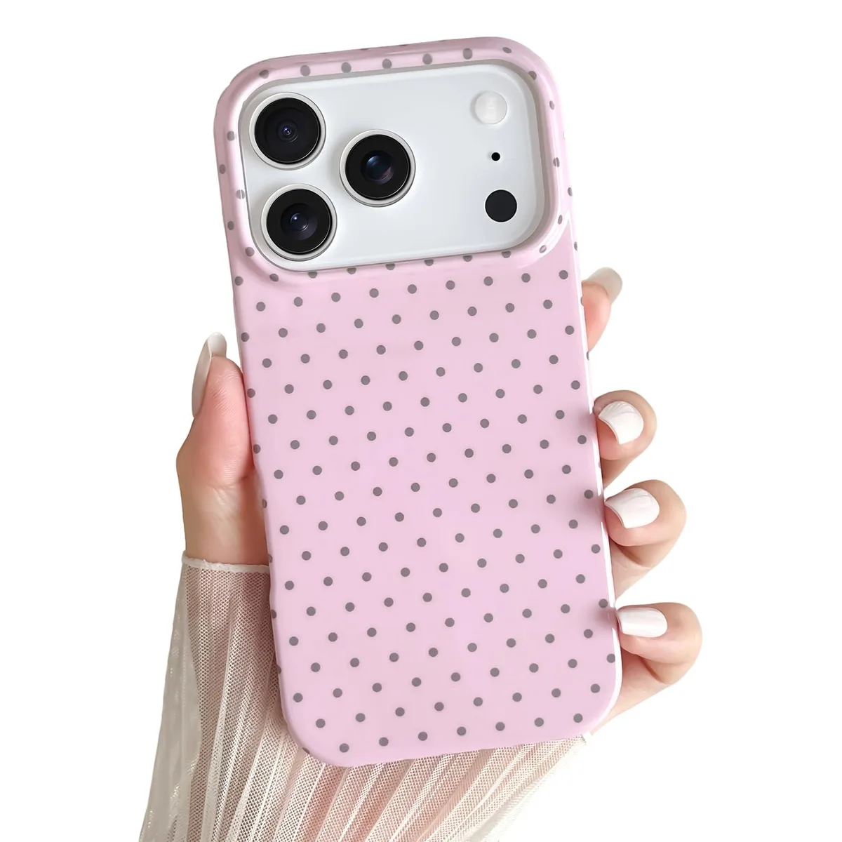Yeddabox iPhone 17 Pro case Pink Polka Dots TPU — product photo