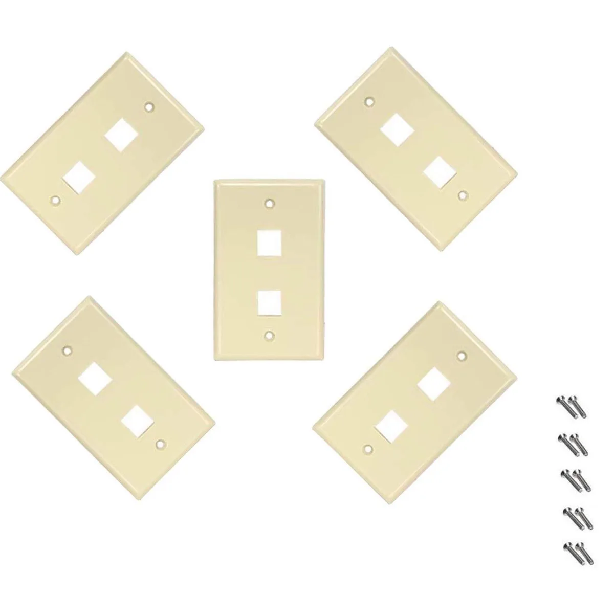 iMBAPrice iMBAPrice 2-Port Keystone Wall Plate 1-Gang Ivory 5-Pack accessory — product photo