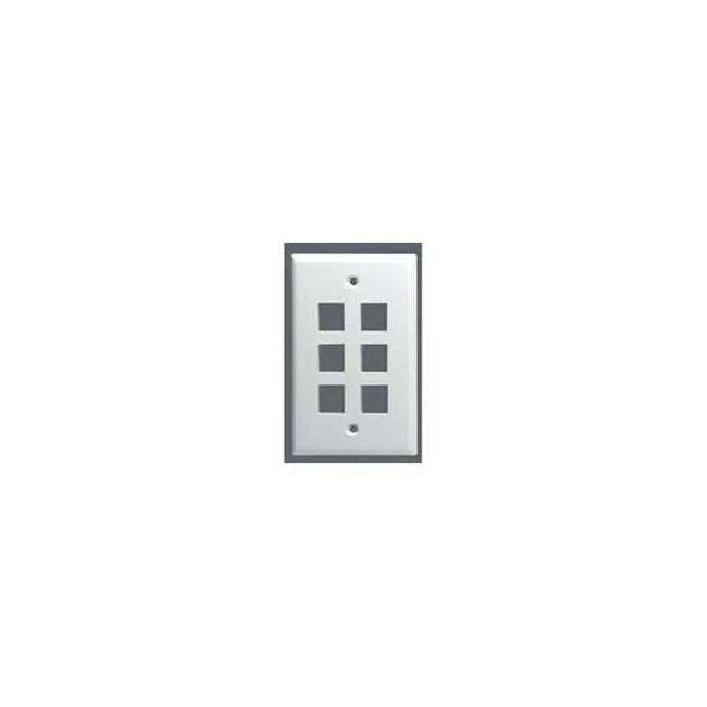 Gray rectangular wall plate with six keystone ports