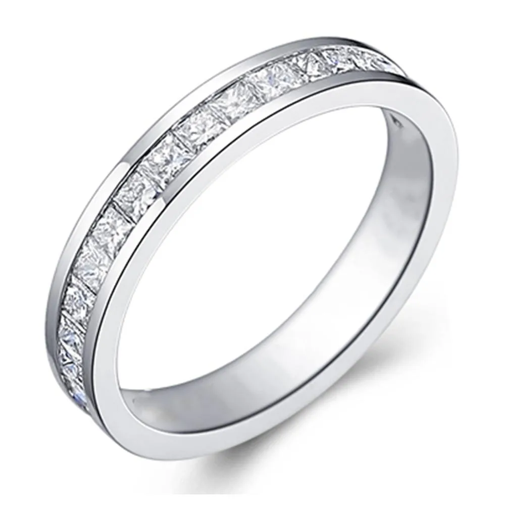 3MNSCD 3MNSCD Semi Mount Wedding Band Princess Zircon 18K White Gold Plated Size 5 — product photo