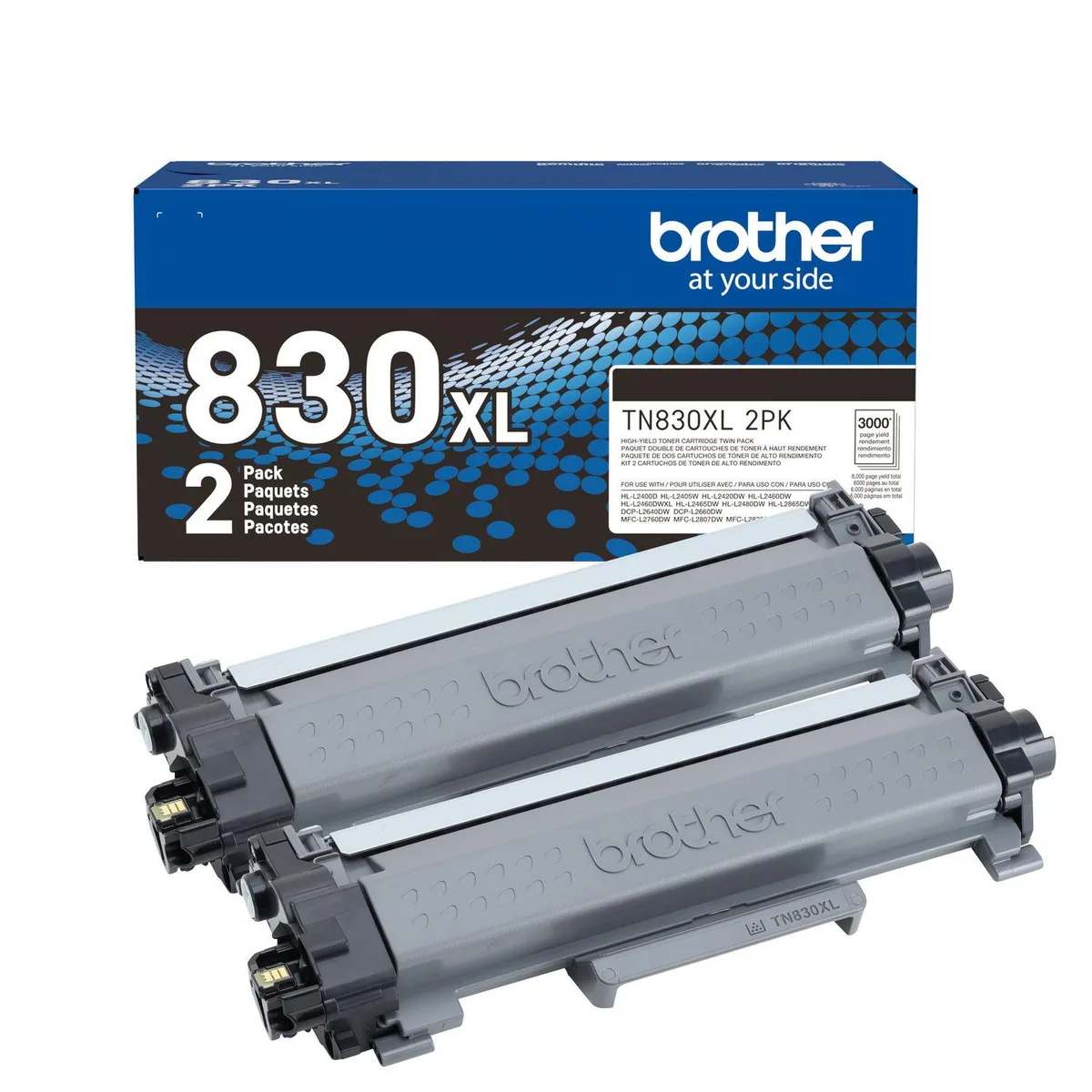 Brother Brother TN830XL2PK Black High Yield Toner Cartridges 2-Pack (3,000 pages each) — product photo