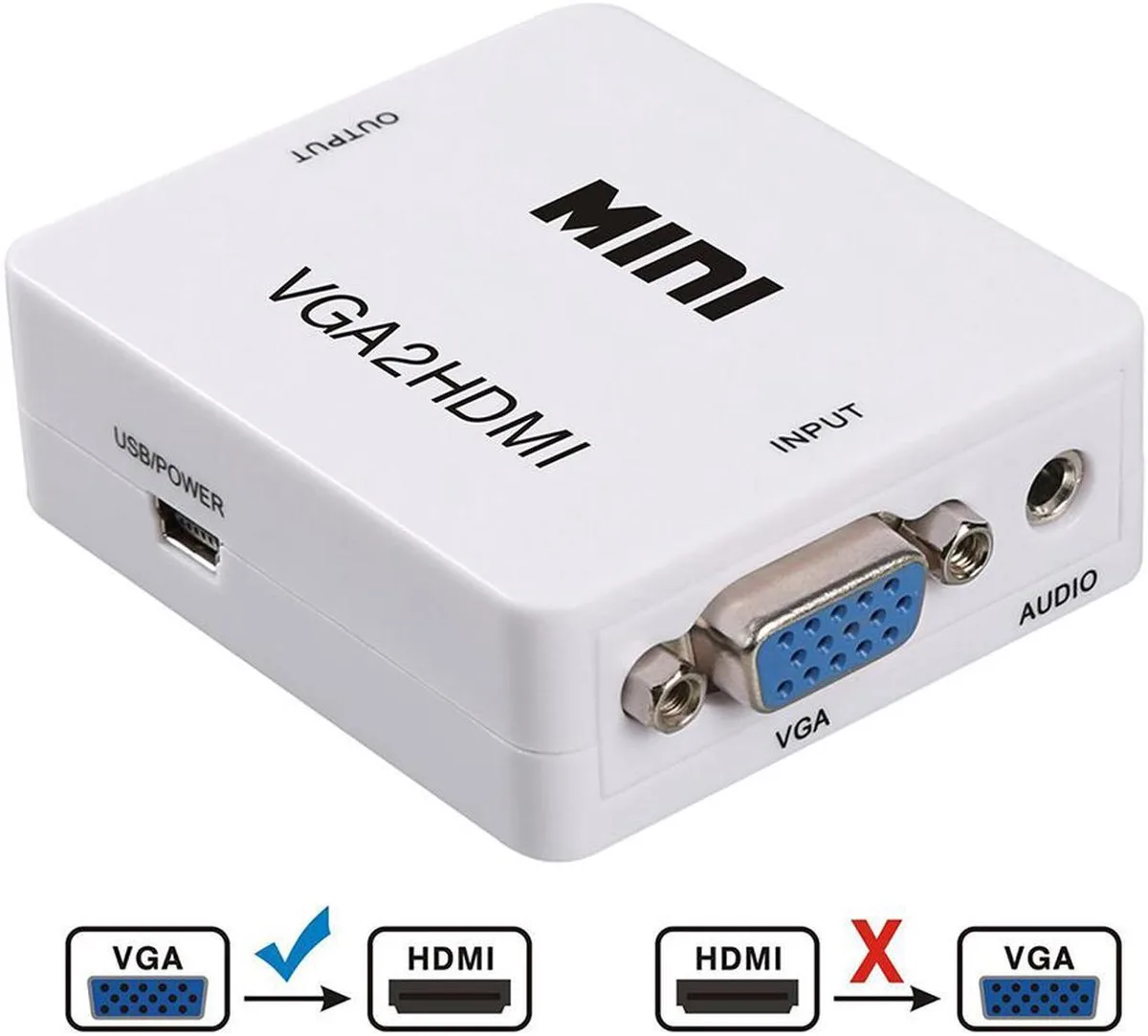 Vszerda Vszerda VGA to HDMI audio converter 1080p 3.5mm USB power — product photo