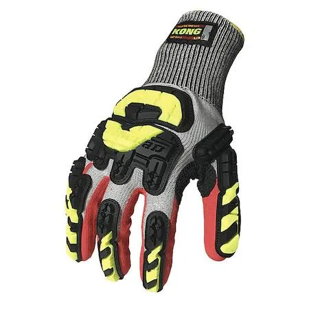 Pair of grey seamless knit gloves with black nitrile palm coating