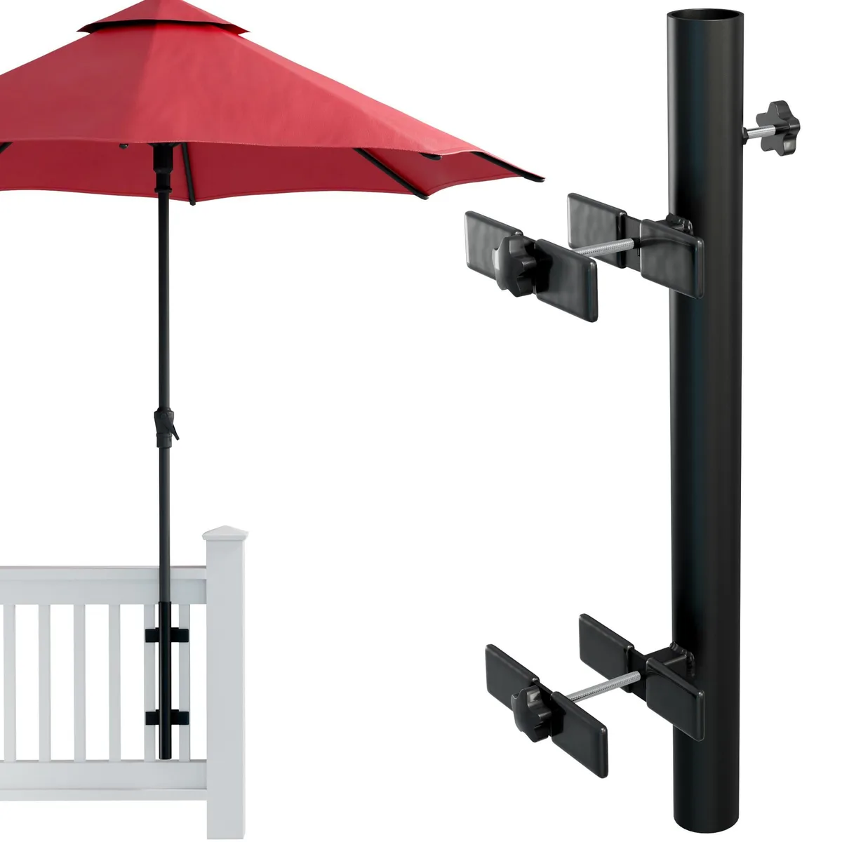  Patio Umbrella Holder Railing Mount Black 29 x 6 x 4 inches — product photo