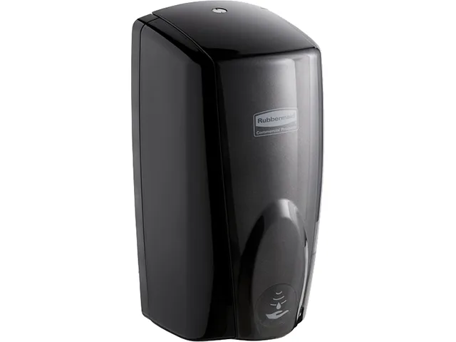 Black wall-mounted automatic foam soap dispenser with 1100 mL capacity