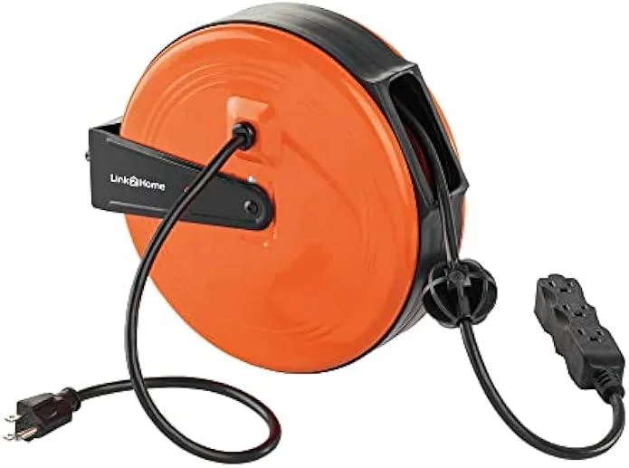 TAURKENAM TAURKENAM 30 Ft Retractable Extension Cord Reel power adapter — product photo