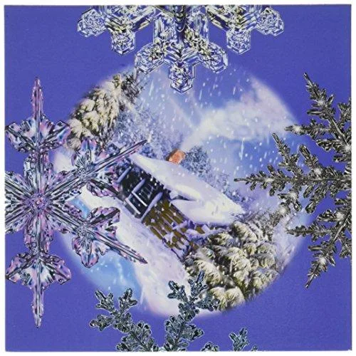 Nine-piece square puzzle with snowflake artwork in box