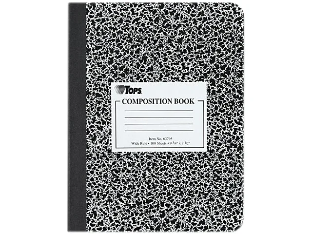 TOPS TOPS 63795 Composition Book Hard Cover Wide Rule 9.75 x 7.5 White 100 Sheets Pad — product photo