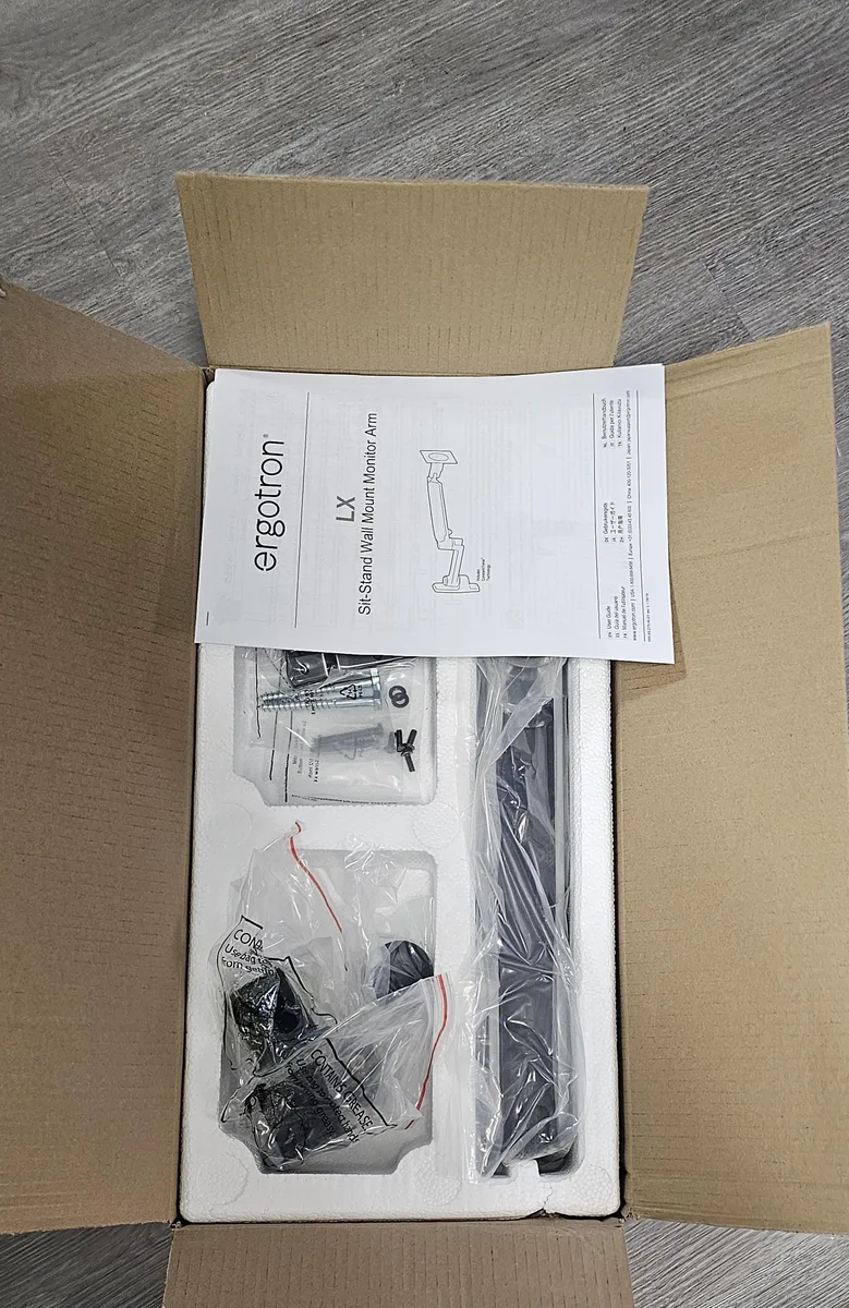 Polished aluminium wall-mount LCD arm with extension bracket and VESA adapter