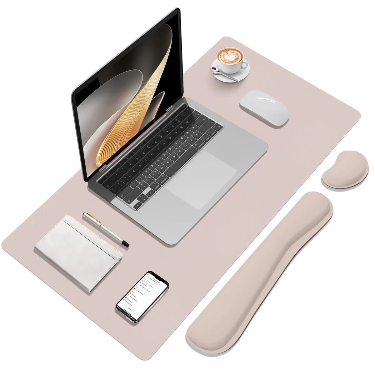  FreeNook Cream Powder-HT Mouse Pad Set 31.5×15.7 in Cream Pink — product photo