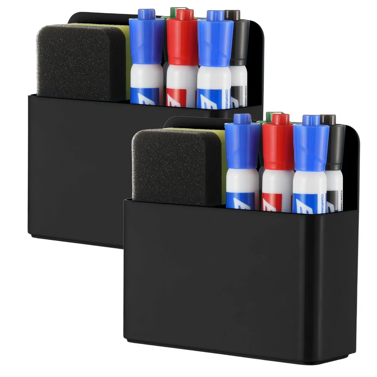  2Pcs Magnetic Dry Erase Marker Holder Black 4.7 x 1.65 in — product photo