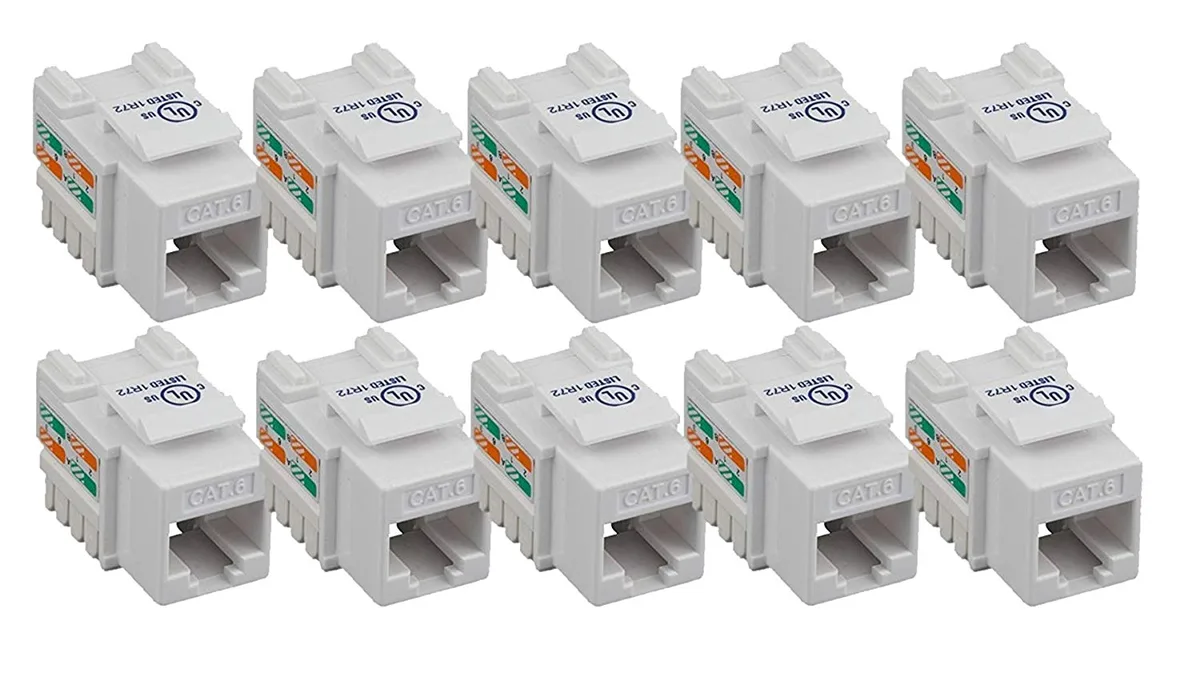 iMBAPrice iMBAPrice Cat6 RJ45 Punch-Down Keystone Jack White 10-Pack — product photo