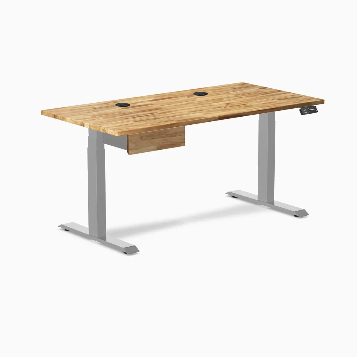 Desky Desky Dual Hardwood Standing Desk Acacia 60 x 30 in with Grommets Gray — product photo