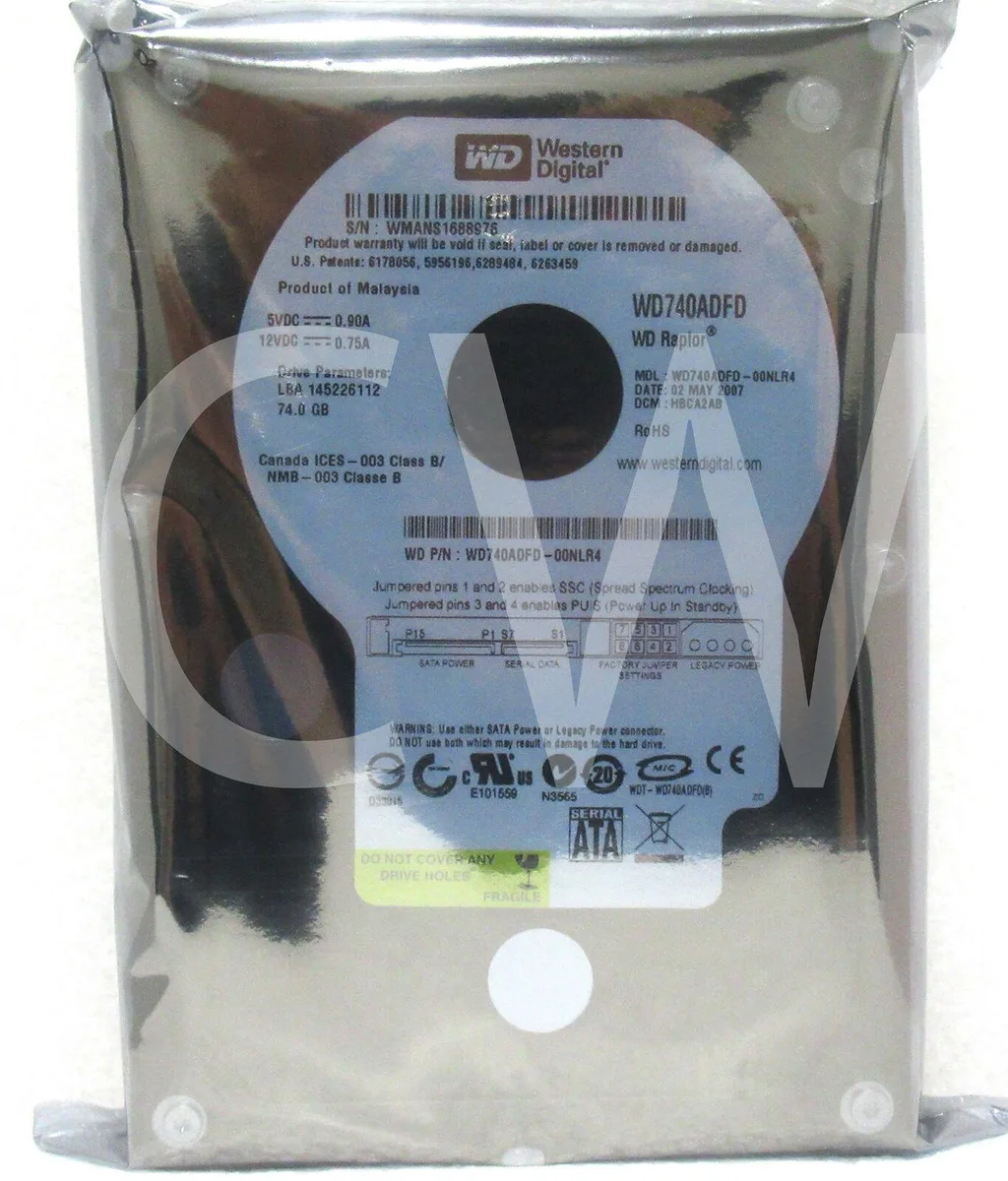 Western Digital Western Digital Raptor WD740ADFD 74GB 10000RPM 16MB 3.5" SATA 1.5Gbps internal hard drive — product photo