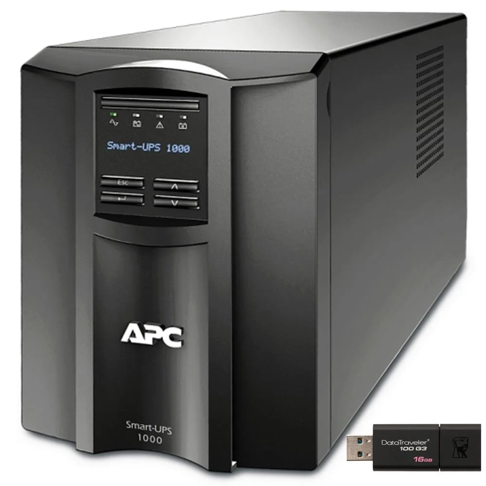 APC APC Smart-UPS SMT1000C Tower UPS 1000VA Bundle SmartConnect 16GB USB 3.0 Drive — product photo