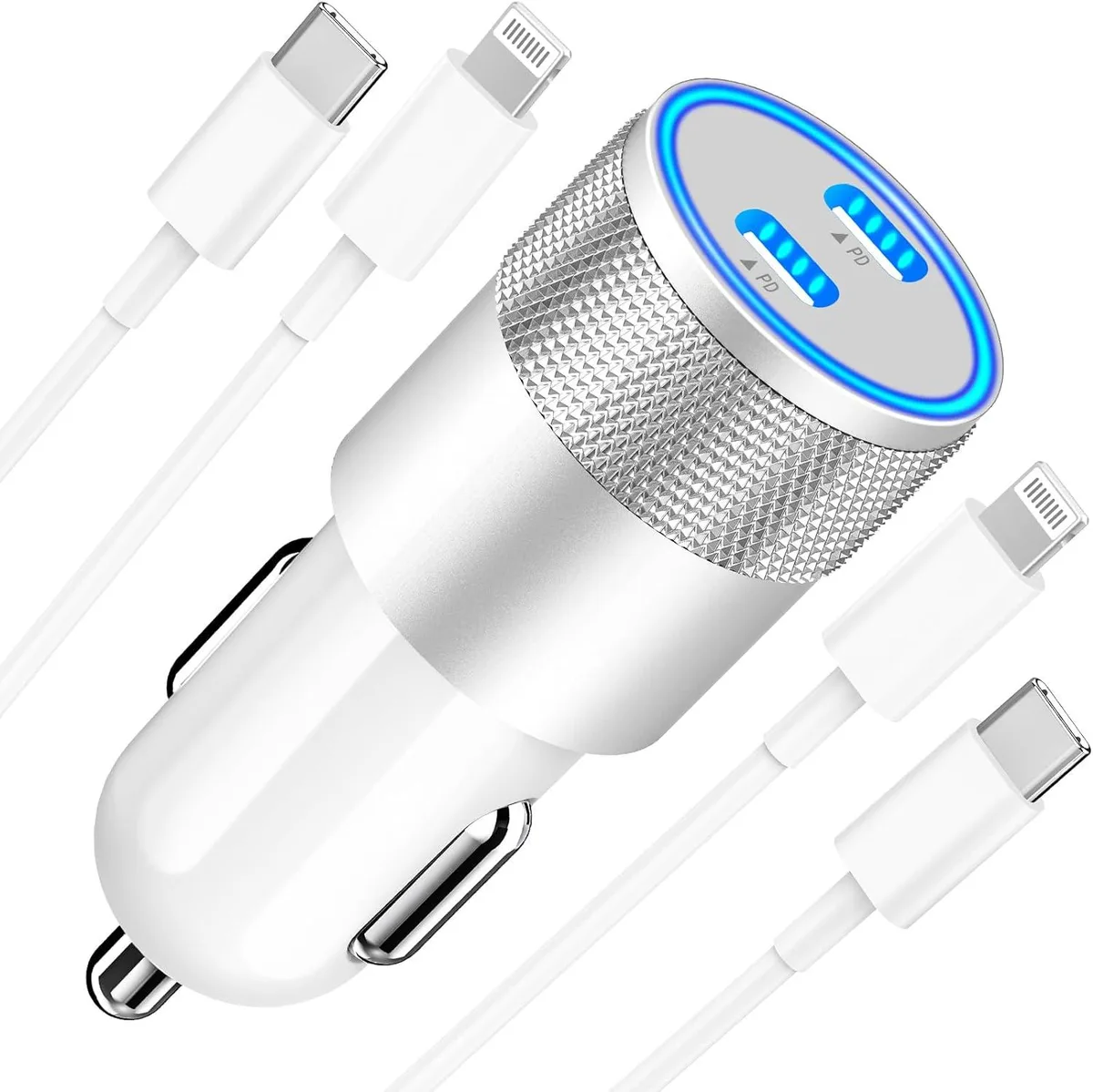 RUOCLRIS RUOCLRIS 60W Dual PD USB-C Car Charger + 2Pack Lightning Cable — product photo