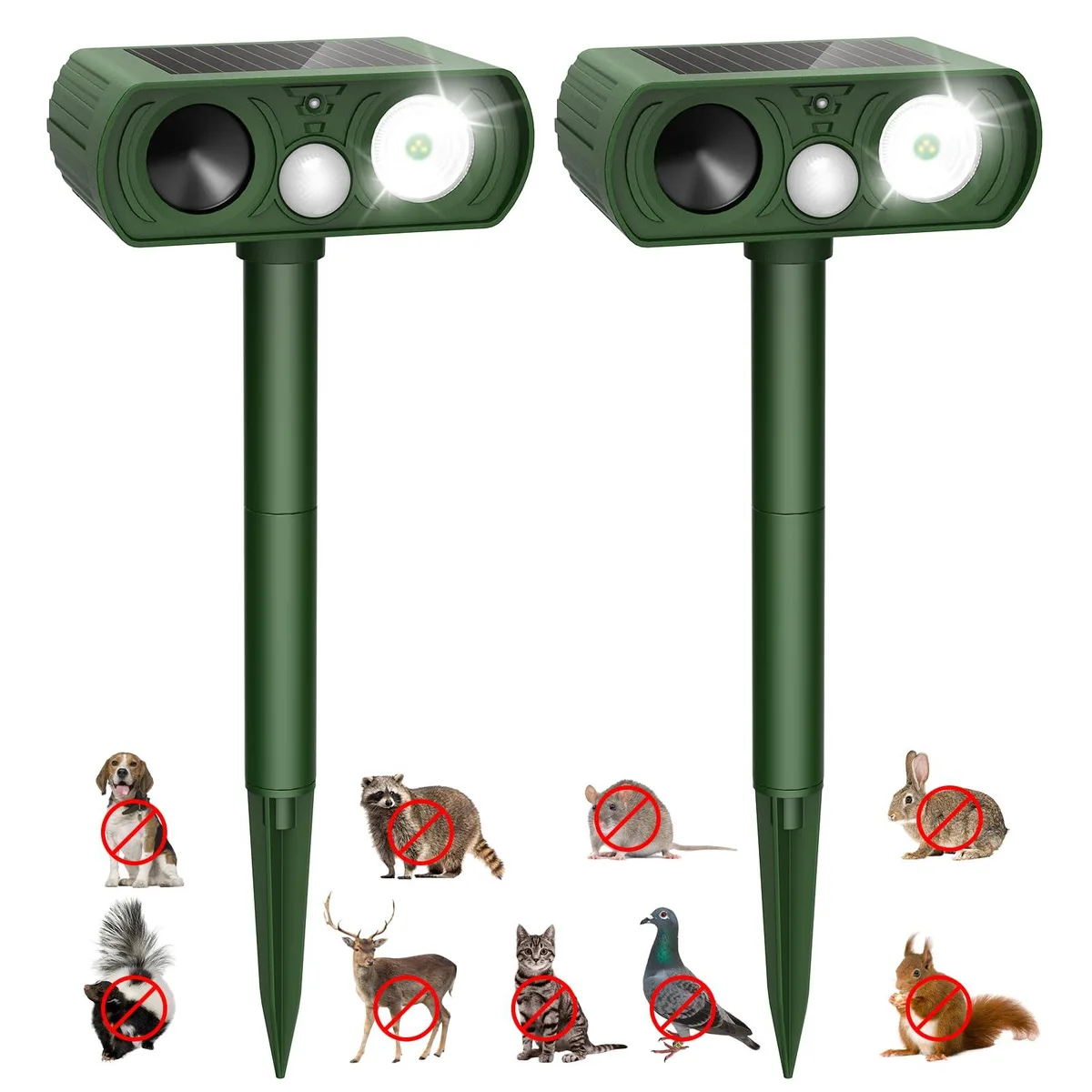  ASUS Solar Ultrasonic Repellent 2 Pack 150° 2530ft IP65 — product photo