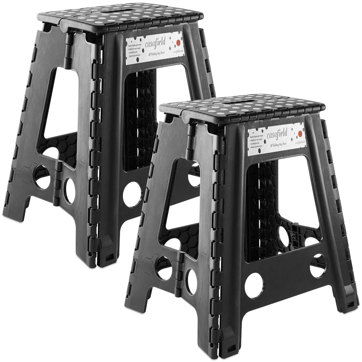 Casafield Casafield 18" Folding Step Stool, Black, Set of 2 — product photo
