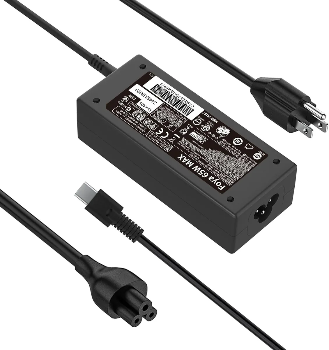 FLEANE FLEANE 65W USB-C Laptop Charger for HP ProBook EliteBook Envy Spectre x360 — product photo