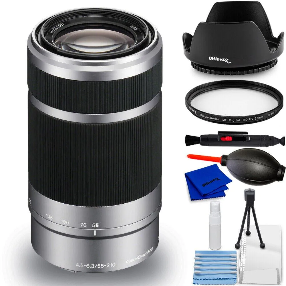 Sony Sony E 55-210mm f/4.5-6.3 OSS Lens Silver 7PC Accessory Kit — product photo
