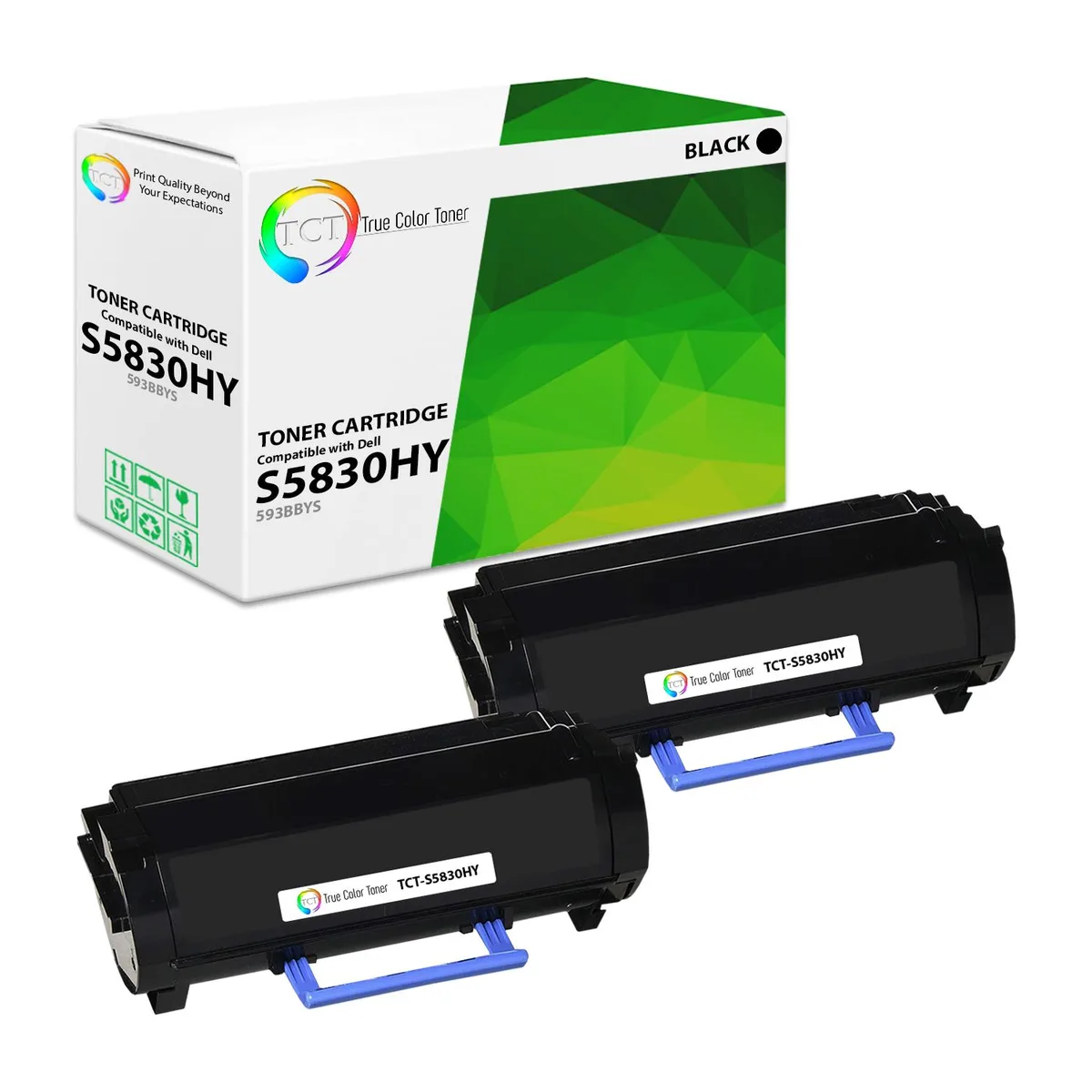 True Color Toner True Color Toner 593BBYS Black High Yield Toner Cartridge 2 Pack 25000 Pages — product photo