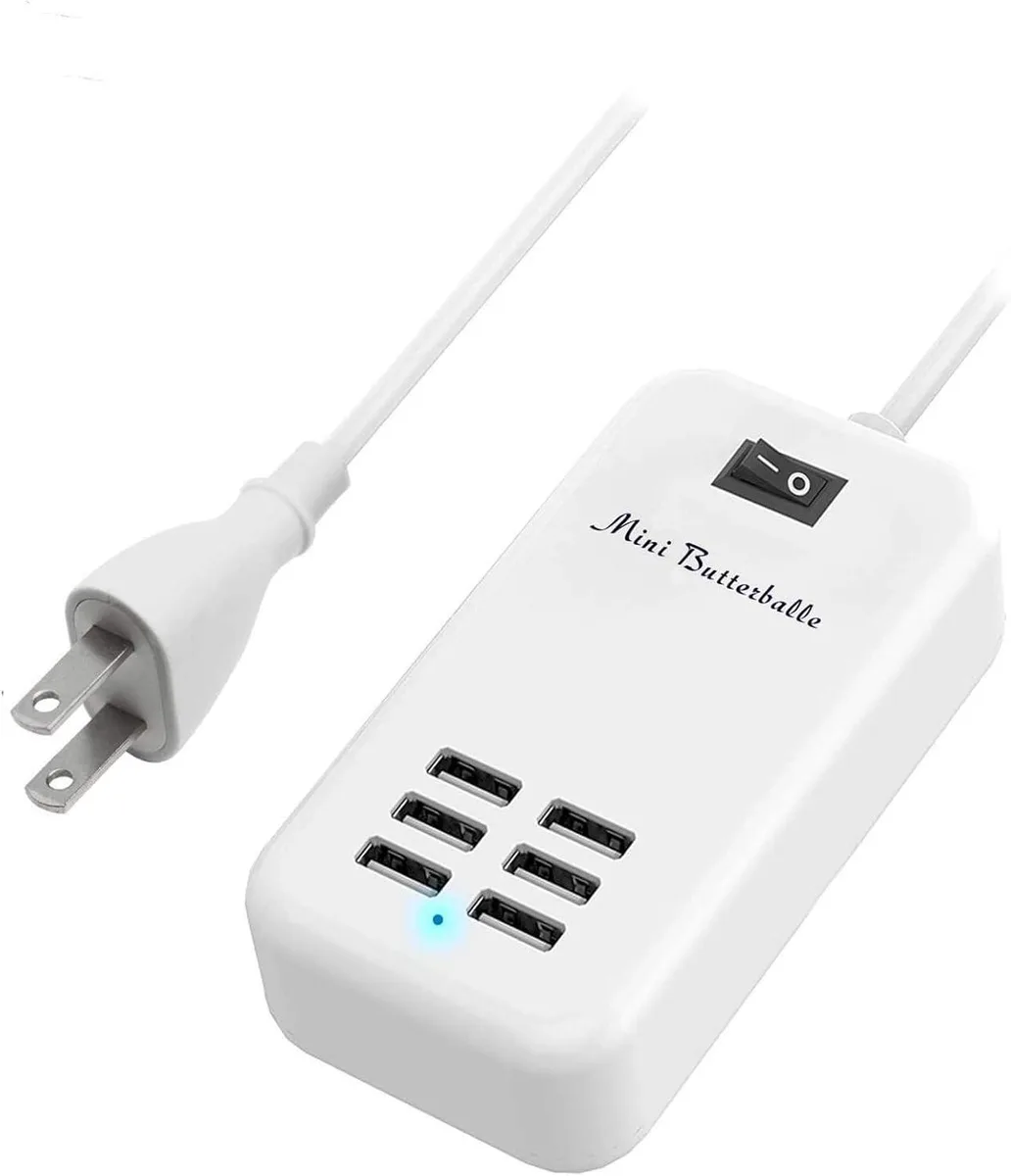 KINGARD KINGARD 6-Port USB Charger Desktop US Plug AC 100-240V 5ft Cable — product photo