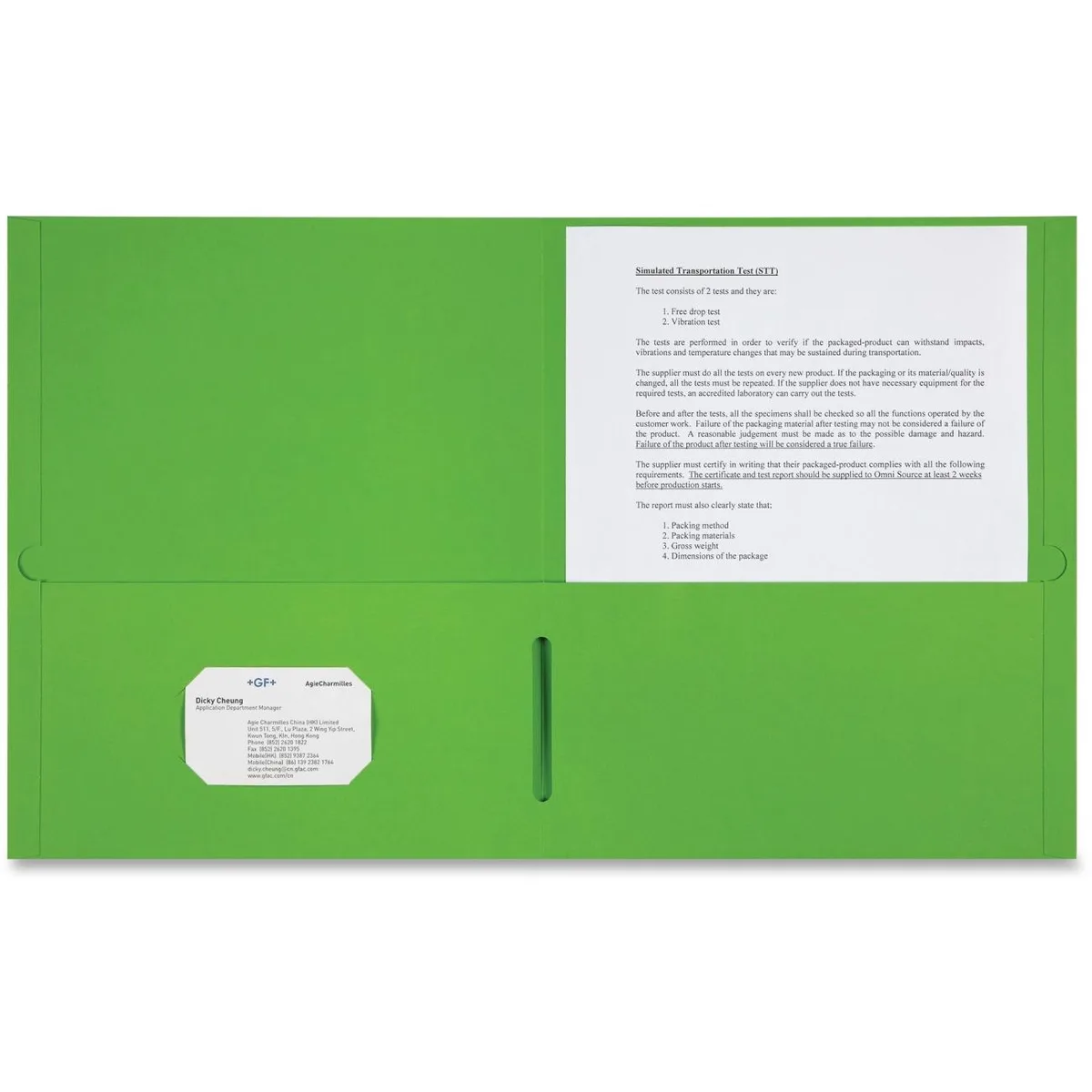 Sparco Products Sparco Products 78552 2-Pocket Leatherette Portfolio Apple Green 25/Box accessory — product photo