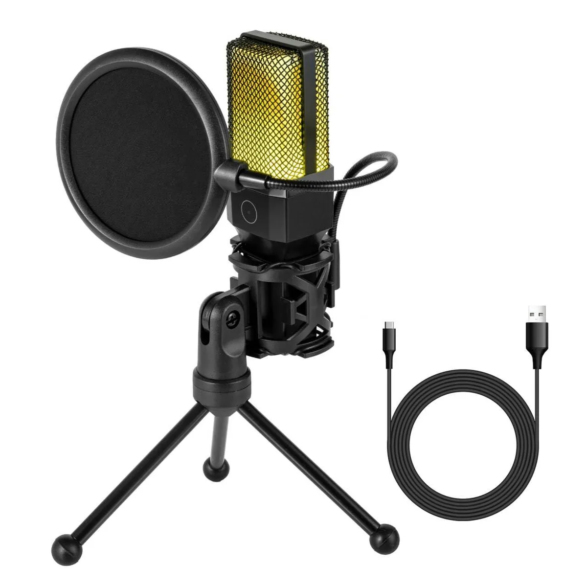 Yanmai X1R USB Microphone with RGB Light and Gooseneck Tripod — product photo