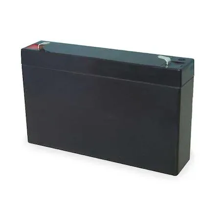 Rectangular 6V 12Ah sealed lead-acid battery with black ABS case and top Faston terminals
