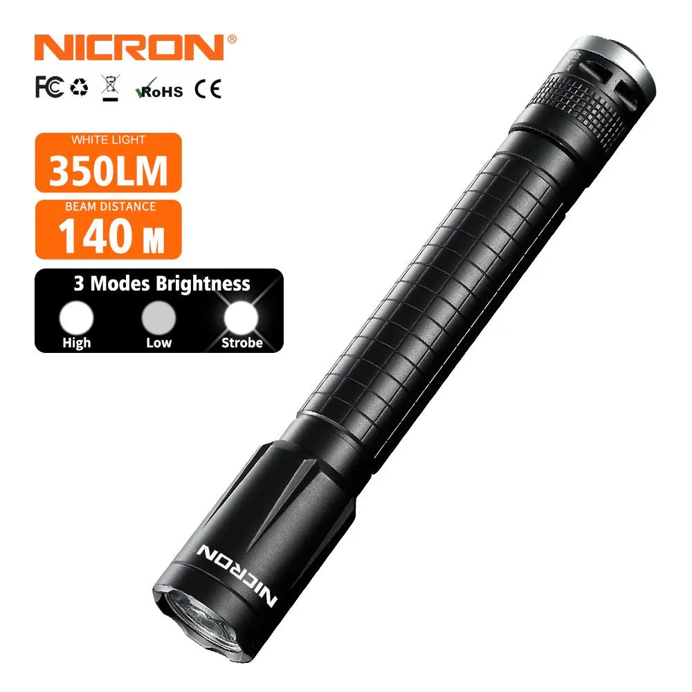 NICRON NICRON 3W Cree XP-E R3 2xAA 350lm IP65 141m Black — product photo