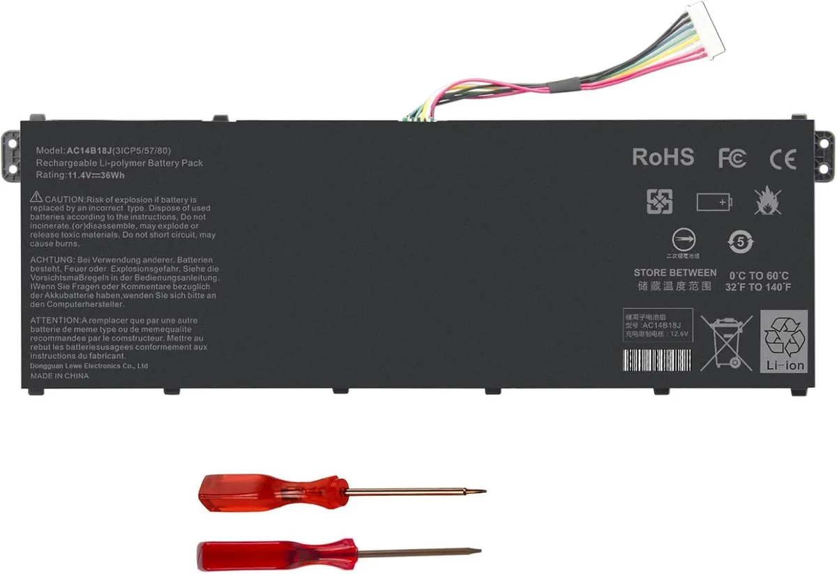 PISKEKAT PISKEKAT AC14B18J laptop battery 11.4V 36Wh 3-cell — product photo