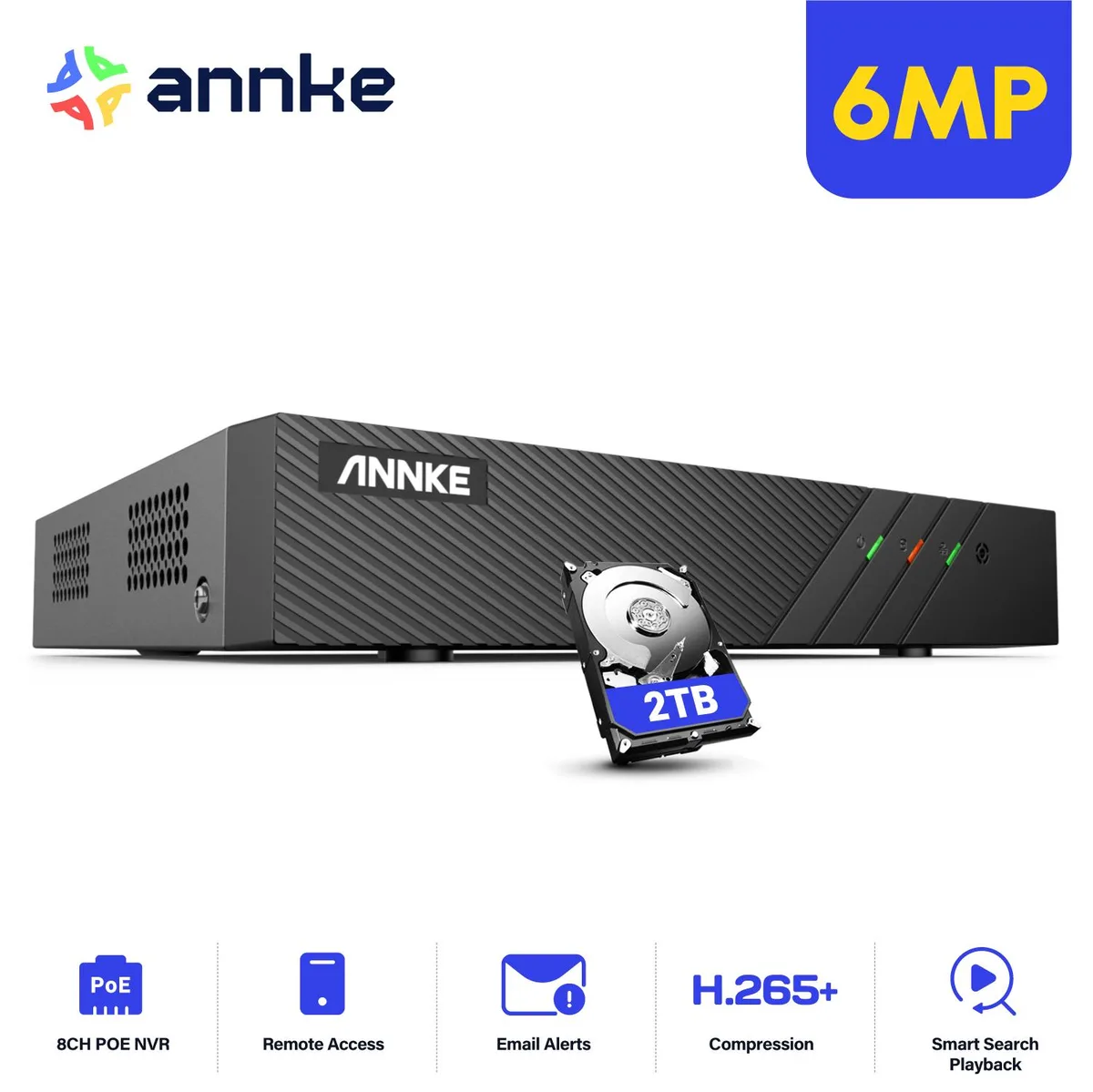 Annke Annke 6MP 8CH PoE NVR 2TB HDD surveillance security system — product photo