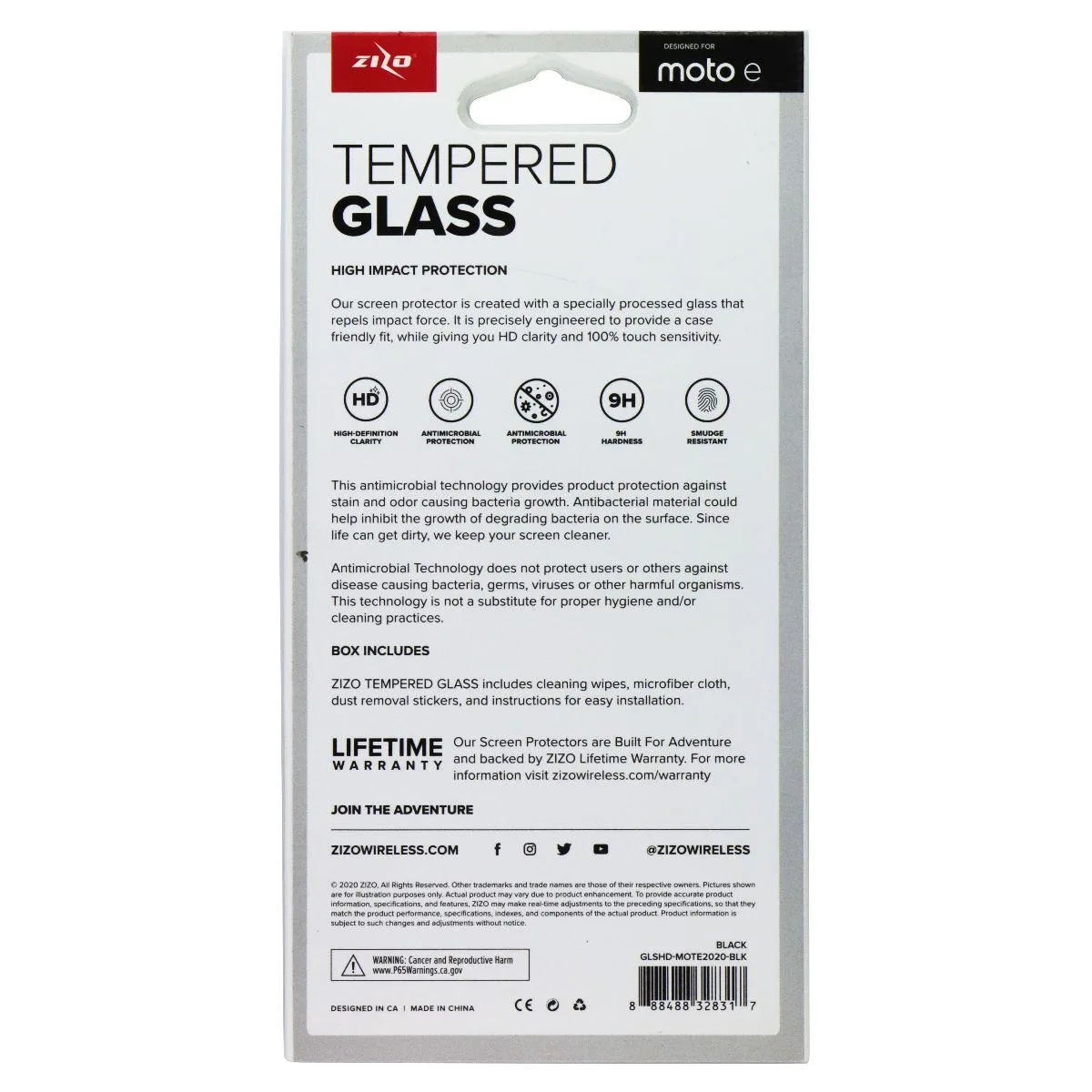Zizo Zizo Tempered Glass Screen Protector for Moto E (2020) .33 mm — product photo
