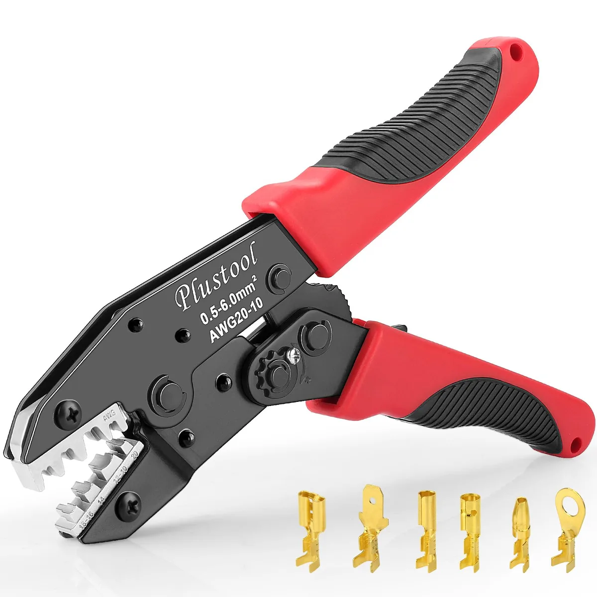  Klein Tools Crimping Tool Open Barrel Terminals Receptacles AWG 20-10 Ratcheting Pliers — product photo