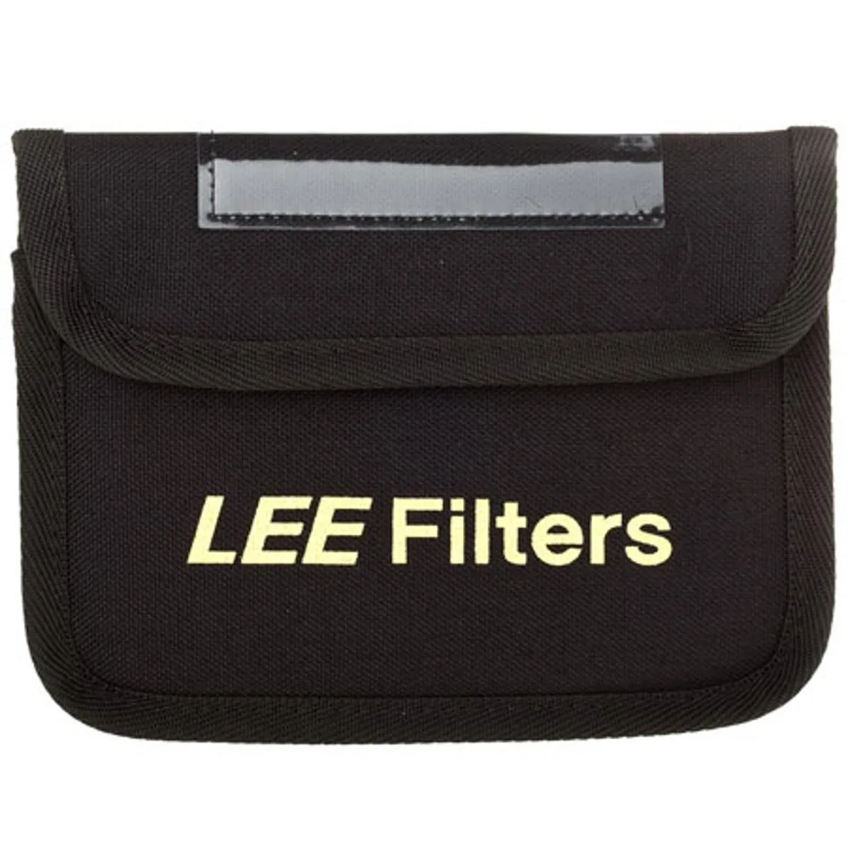 Black fabric pouch with flap closure for one 4x6 inch filter