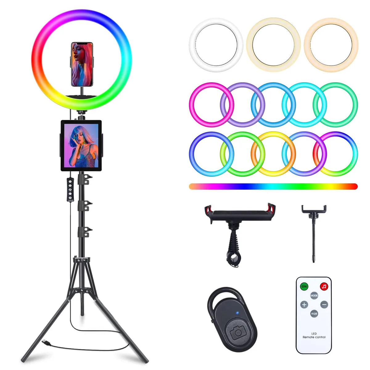 Neewer MJ26 10 inch ring light on 73 inch tripod with phone holder
