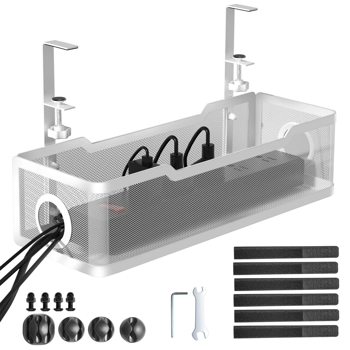  Cinati Under Desk Cable Tray White Clamp 13.4" 11 x 2.75 x 4.33 in — product photo