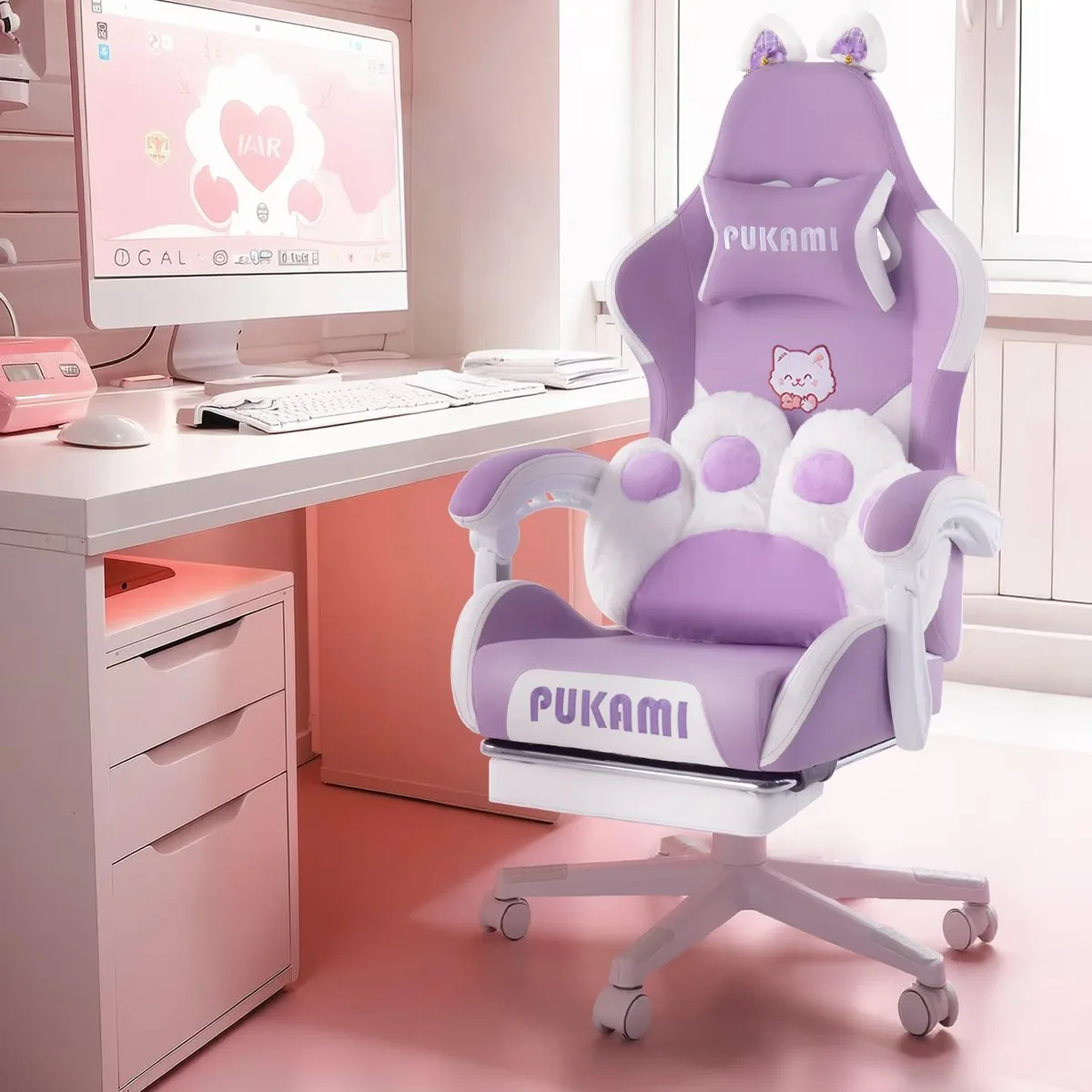Vitesse Vitesse VWZ-CATTP-PUR Purple Gaming Chair with Cat Ears — product photo