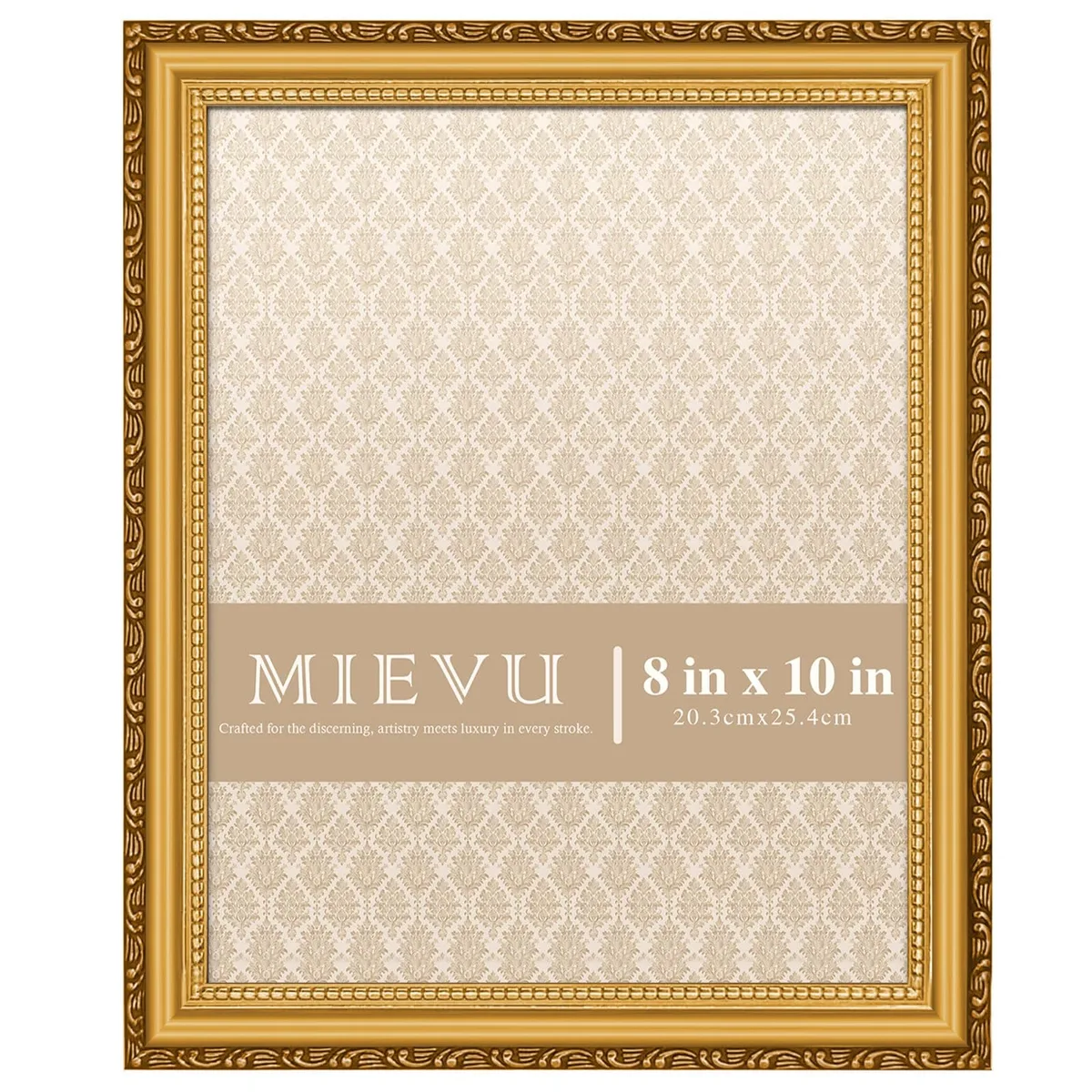 Gold plastic 8x10 inch ornate frame with acrylic front